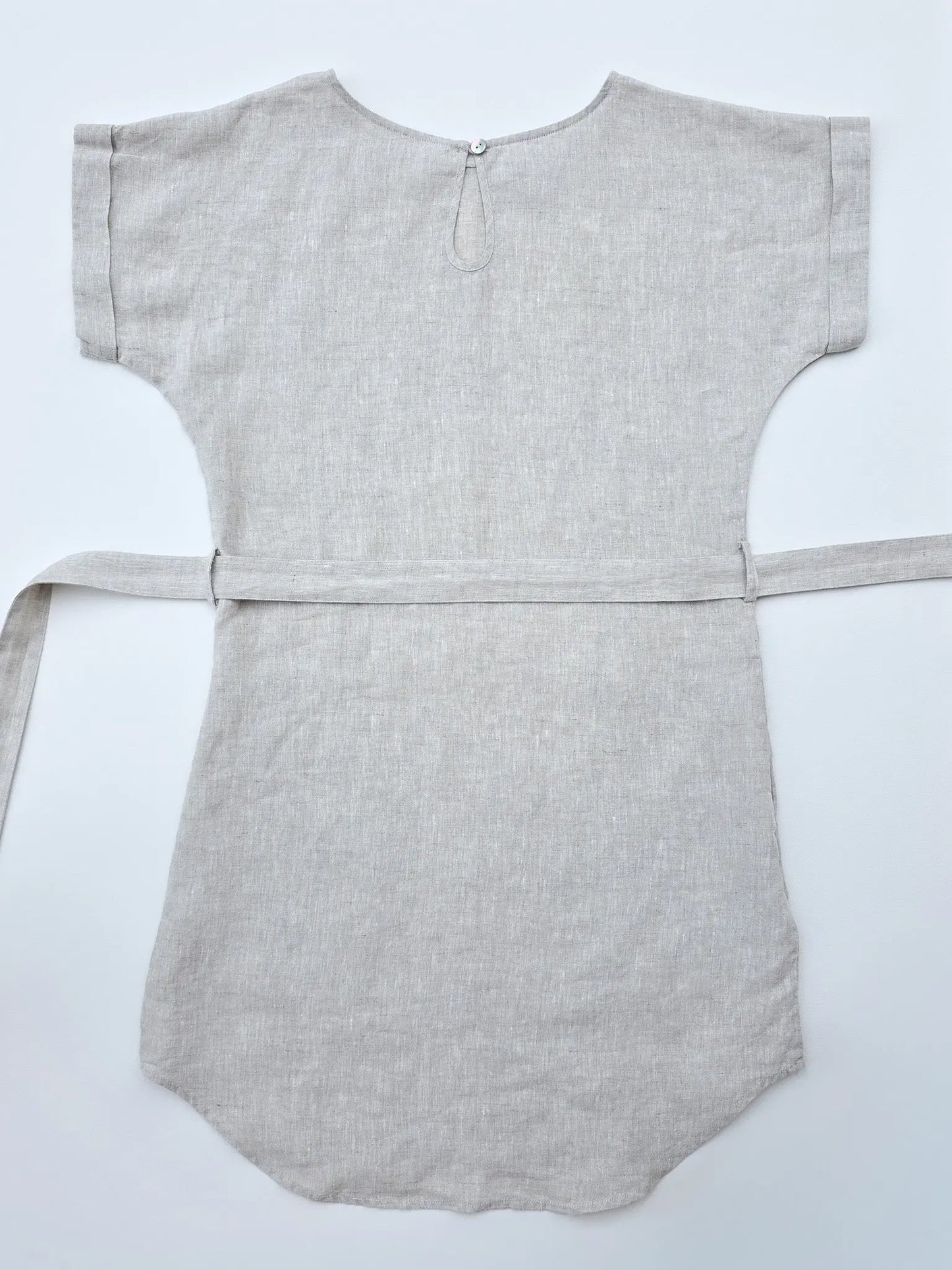 Women's pure linen t-shirt dress in natural flax color. Perfect for lightweight and cooling summer wardrobe