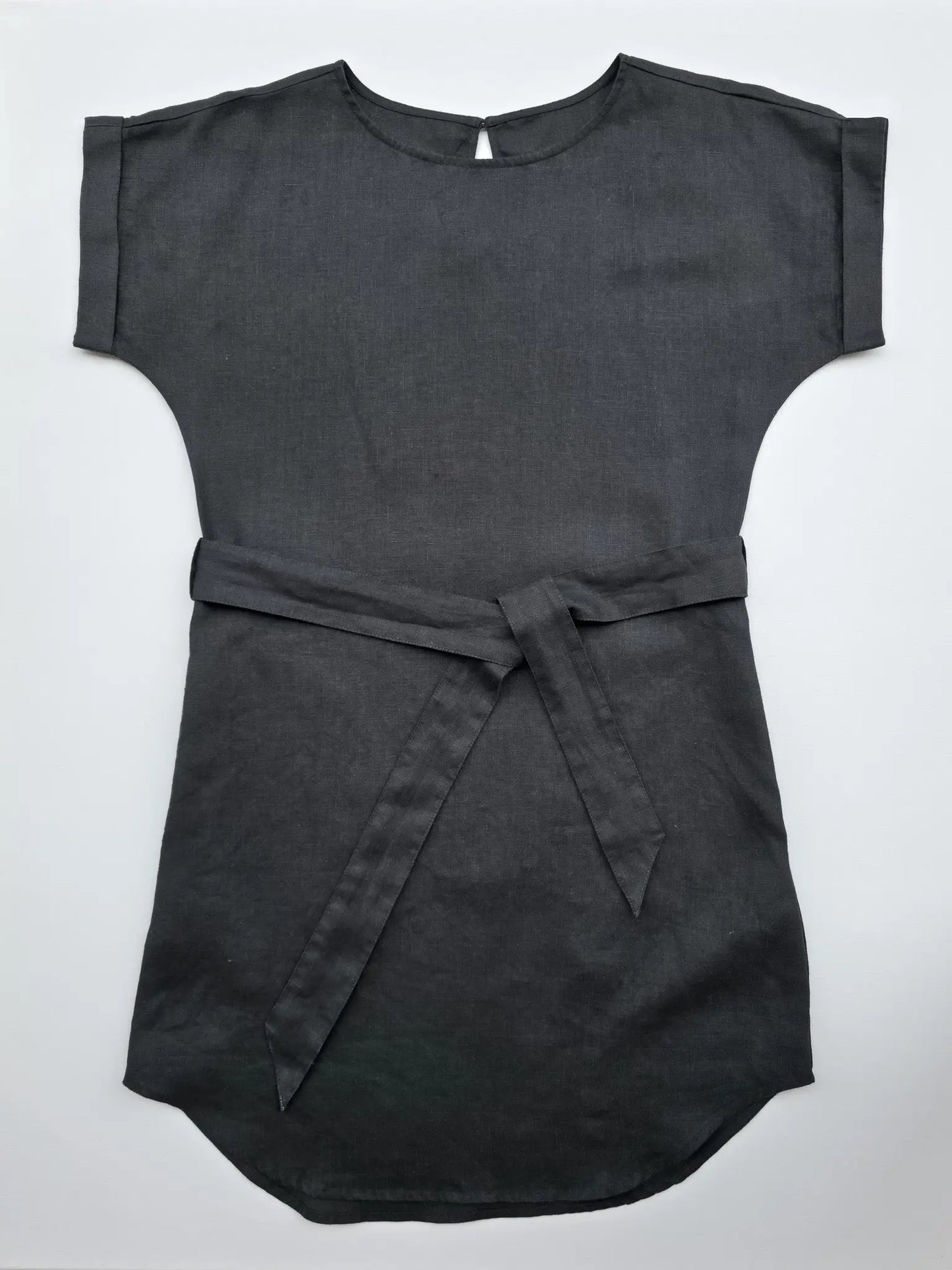 Women's 100% French linen T-Shirt Dress. Perfect for Australian summer, casual outings, and everyday wear. Short sleeve casual dress in black
